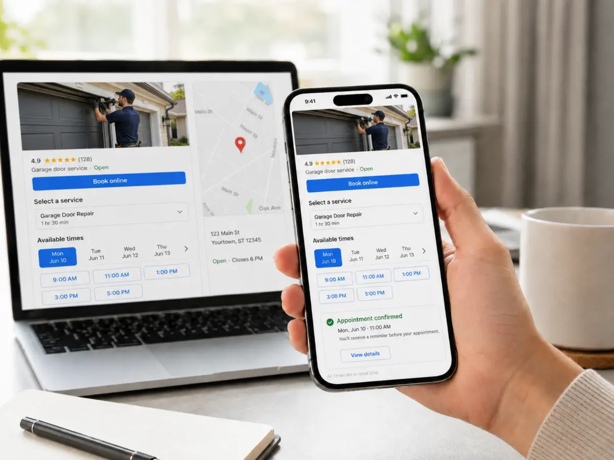 GarageForm Google Business Profile booking link example